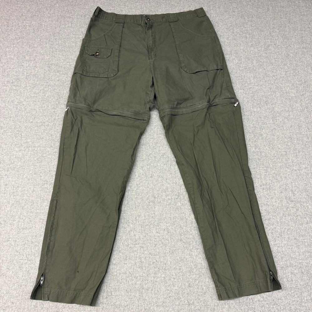 Cabela's Convertible Cargo Pants 40x34 Olive Green Zip Off Hiking Outdoor Cotton